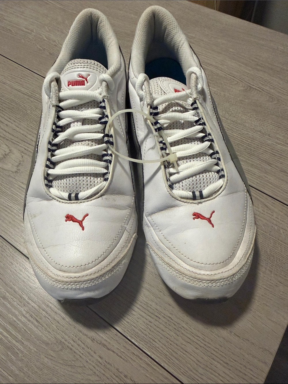 Puma Men’s White Sneakers with Red Puma Logo